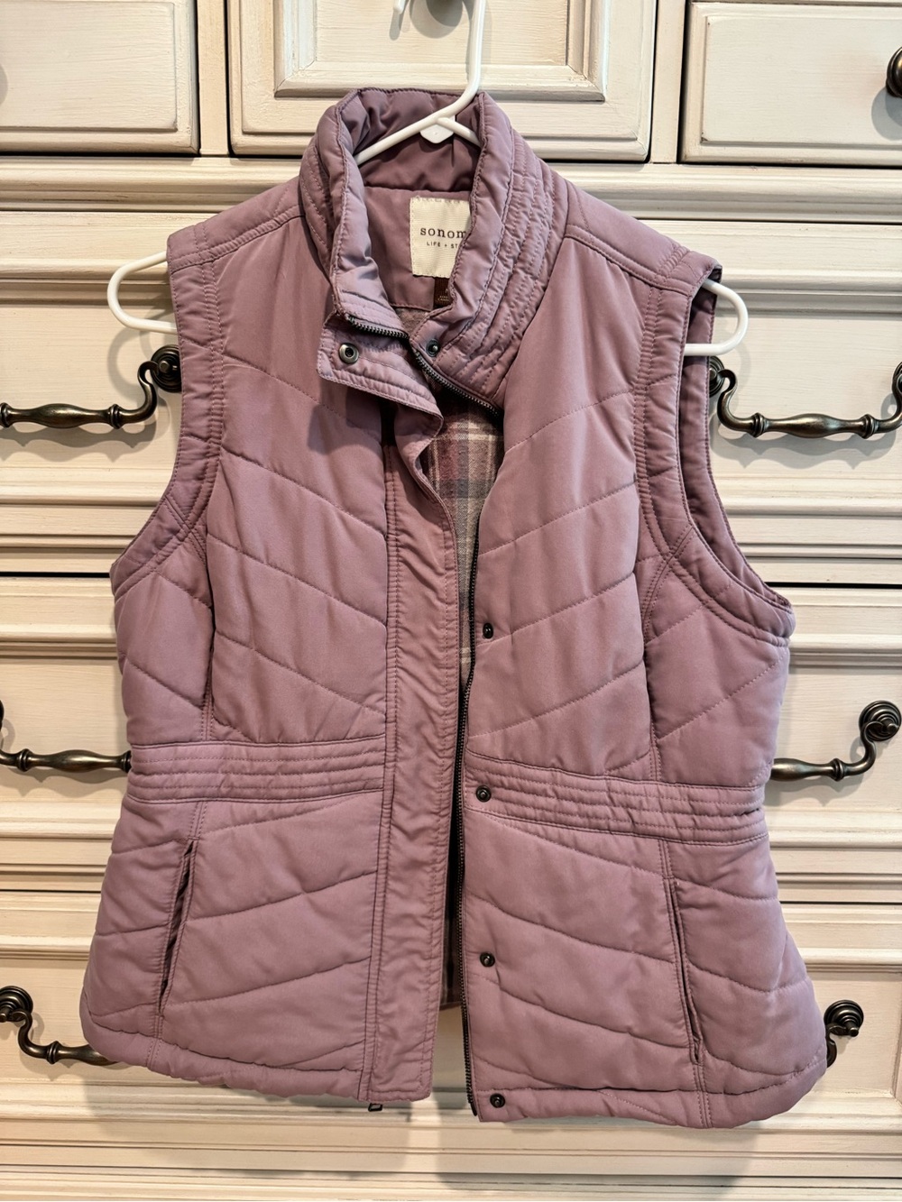 Sonoma Mauve Quilted Puffer Vest for Women